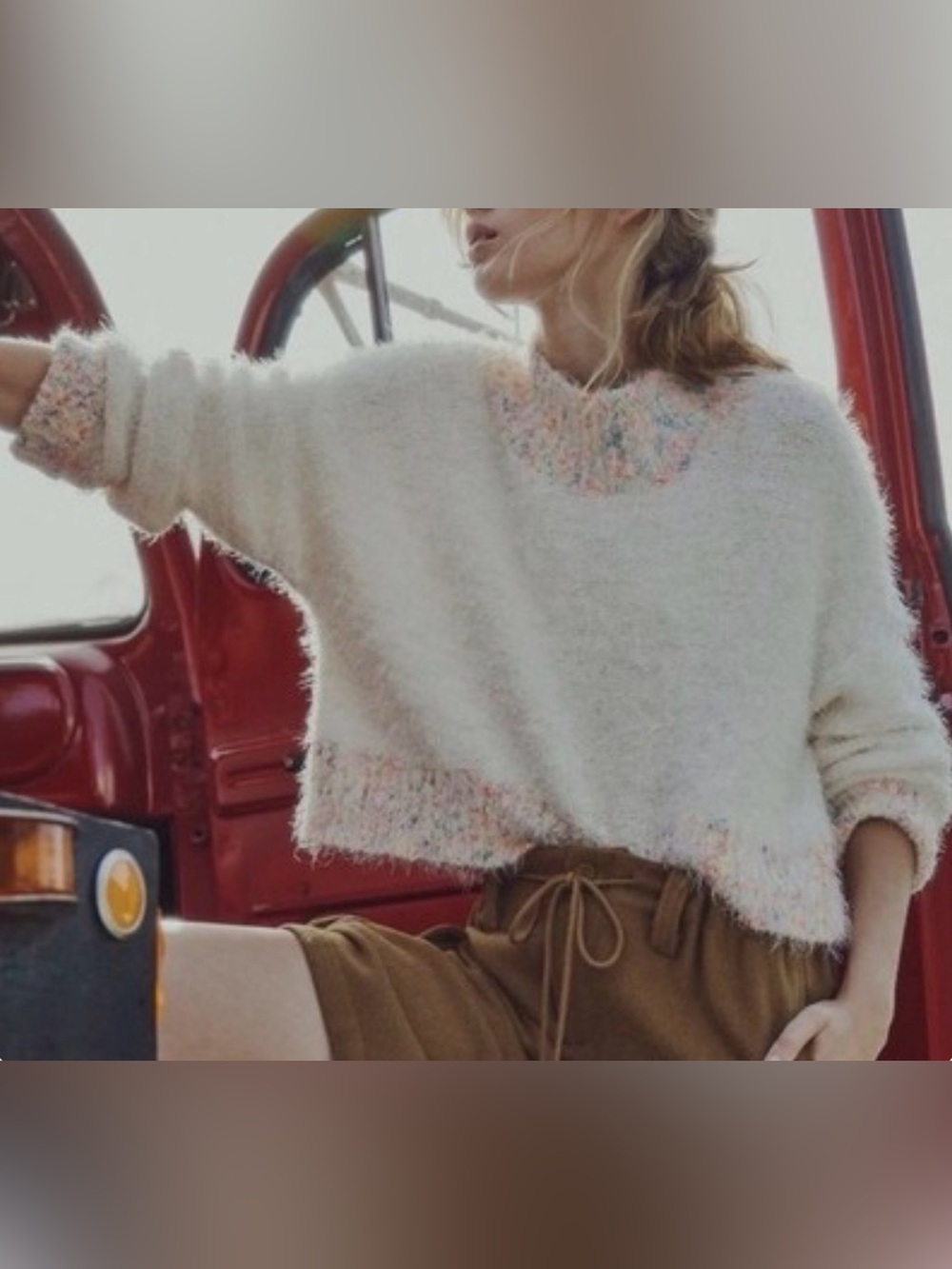 Free People Stardust Pullover Sweater Gardenia Combo Soft Cozy - Size L